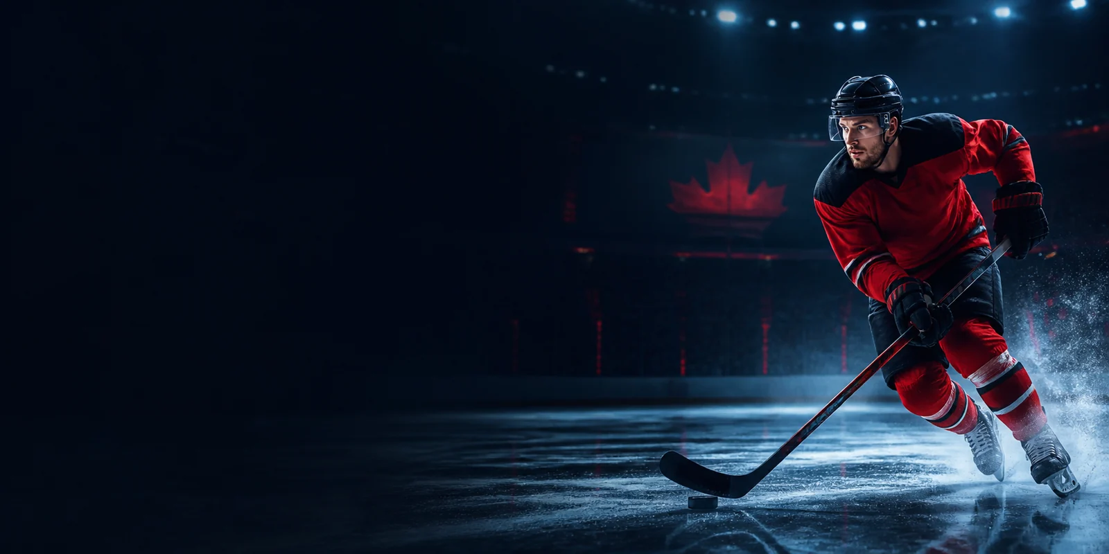 Canadian hockey player in a sportsbook arena