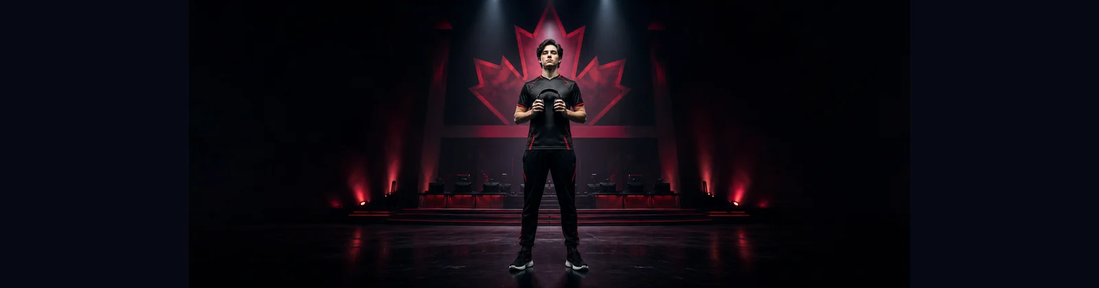 Canadian athlete in a BetLabel app download banner